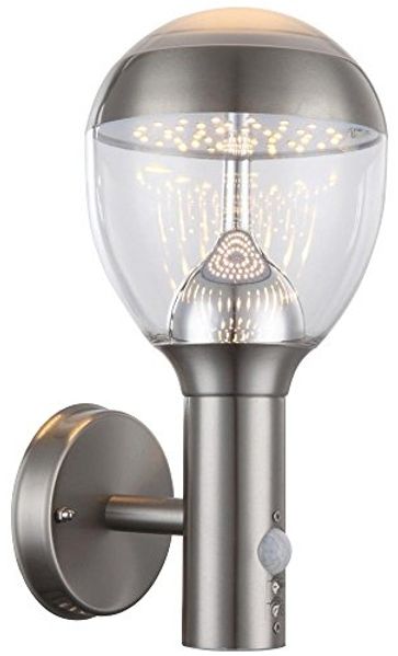 LED Wandlampe, Edelstahl, Bewegungsmelder, H 31,7 cm, CALLISTO