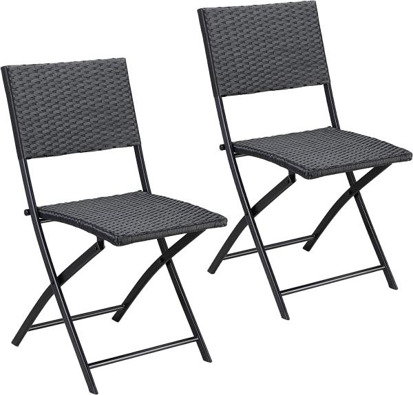 Casaria Klappstuhl Rom (2 St), Polyrattan 2er Set 120kg Belastbarkeit Platzsparend Klappbar Leicht