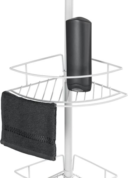 WENKO Teleskop-Eckregal Dolcedo Weiß matt, klemmbares Eckregal für die Dusche mit 4 Körben, Montage ohne Bohren, aus Edelstahl Bild 9