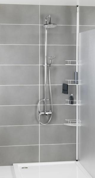 WENKO Teleskop-Eckregal Dolcedo Weiß matt, klemmbares Eckregal für die Dusche mit 4 Körben, Montage ohne Bohren, aus Edelstahl Bild 7