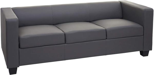 3er Sofa Couch Loungesofa Lille ~ Kunstleder, dunkelgrau