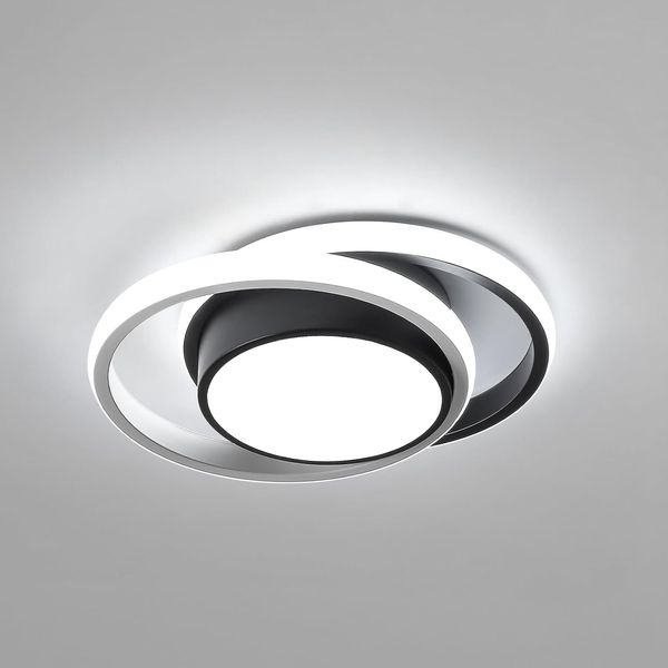 Comely LED Deckenlampe, 32W LED Deckenleuchte Modern Runden Lampe für Schlafzimmer Badezimmer Küche Balkon, Dia 280mm, Kaltweißes Licht 6500K, Schwarz