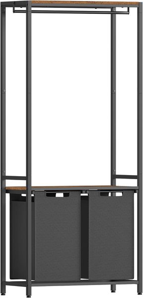 Vasagle 2-teiliger Wäschekorb mit 2 Einlegeböden herausnehmbaren und abnehmbaren Einsätzen Kleiderstange 2x12 1 Gallonen 28 7 x 13 x 6
