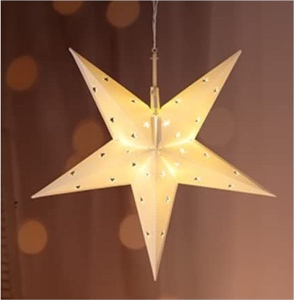 LED Papierstern, weiß mit Stern-Ausschnitten, 44cm