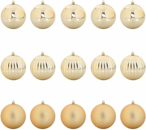 vidaXL Weihnachtskugel-Set 15 pcs Gold Kunststoff 42018869