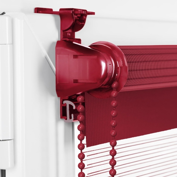 Doppelrollo Klemmfix ohne Bohren 75x130 cm Rot Duo Rollo Klemmrollo Sonnenschutzrollo Fensterrollo für Fenster & Türen Zebrarollo Seitenzugrollo Bild 2