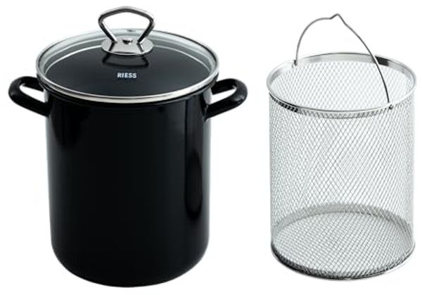 Riess Bräter Riess Eamille Spargeltopf Pastatopf schwarz 16 cm mit Einsatz