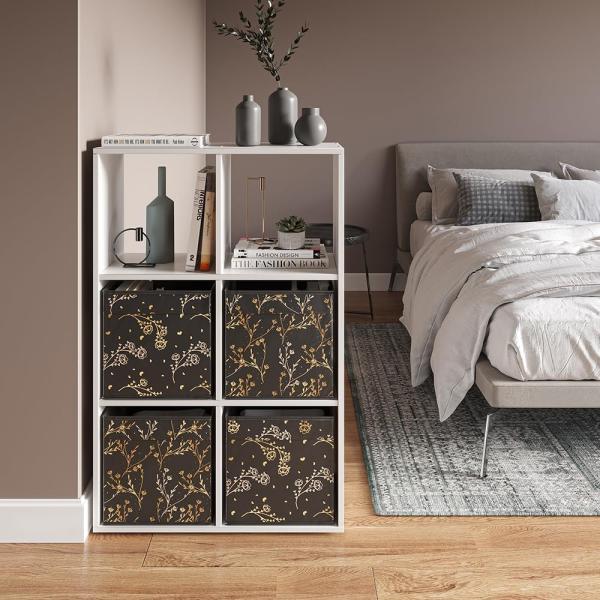 Faltbox Schwarz/Gold (Floral) 30 x 30 cm 2er Set Option2 Vicco Bild 4