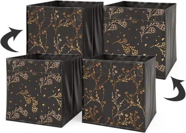 Faltbox Schwarz/Gold (Floral) 30 x 30 cm 2er Set Option2 Vicco Bild 7