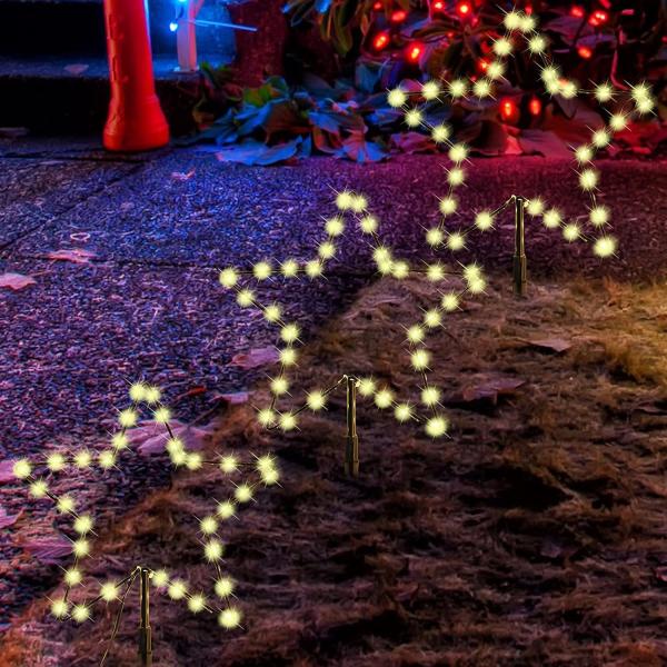 SALCAR 2m Weihnachtsbeleuchtung Außen, 3er Pack LED Stern Weihnachtsdeko Garten, Außenbeleuchtung Stableuchte mit Erdspieß, Schwarze Sterne, Warmweiß