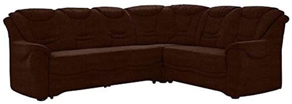 Cavadore Ecksofa Bansa mit Federkern / Polstercouch im klassischen Design / inkl. Bettfunktion / 265 x 94 x 215 / Mikrofaser Braun