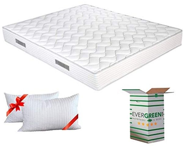 EVERGREENWEB - Orthopädische Waterfoam Matratze 160x200, Hoch 20 cm + 2 Memory Foam Kissen KOSTENLOS aus Memory Foam Flocken, Atmungsaktiv, Hypoallergen, Ergonomisch, 100% Made in Italy | Fashion