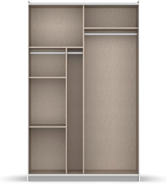 Rauch Möbel Reflect, Schwebetürenschrank, Kleiderschrank, Schrank mit Spiegel, Garderobe, 2-türig, 2 Spiegeltüren, mit weiterem Zubehör, Farbe Grau metallic, Schwarz, 131 x 210 x 59 cm Bild 5