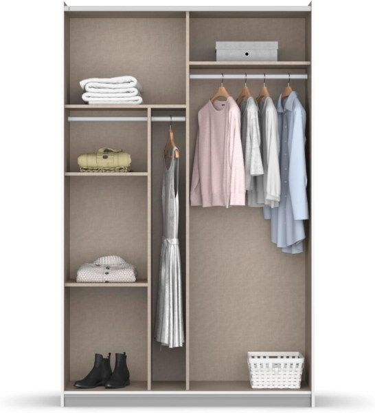 Rauch Möbel Reflect, Schwebetürenschrank, Kleiderschrank, Schrank mit Spiegel, Garderobe, 2-türig, 2 Spiegeltüren, mit weiterem Zubehör, Farbe Grau metallic, Schwarz, 131 x 210 x 59 cm Bild 4