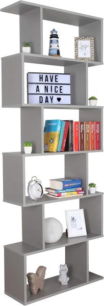 RICOO Standregal 192 x 70 x 25 cm grau – Bücherregal Raumteiler Wohnzimmer WM070-PL