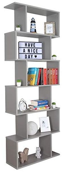 RICOO Standregal 192 x 70 x 25 cm grau – Bücherregal Raumteiler Wohnzimmer WM070-PL
