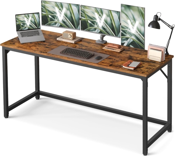 VASAGLE Tisch, Computertisch, Bürotisch, 160 x 60 x 76 cm, für Arbeitszimmer, Schlafzimmer, Wohnzimmer, vintagebraun-tintenschwarz