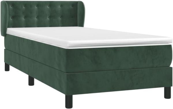 vidaXL Boxspringbett mit Matratze Dunkelgrün 90x190 cm Samt 3127706