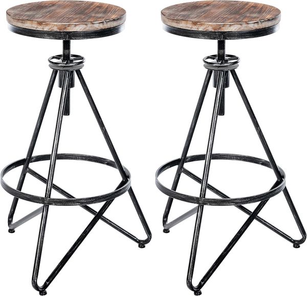 CLP 2er Set Barhocker Karla höhenverstellbar Industrialstil,silber