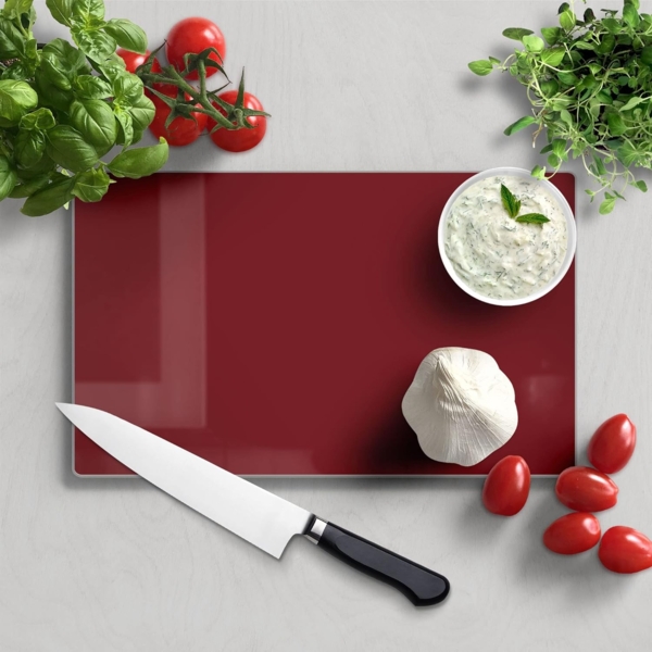 DEQORI Schneidebrett 'Unifarben - Dunkelrot', Glas, Platte Frühstücksbrett Schneideplatte Bild 2