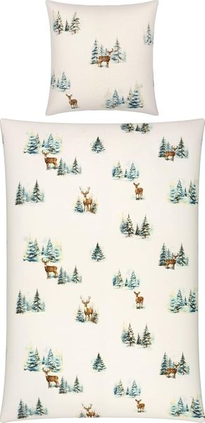 REDBEST Bettwäsche Bettwäsche, Biber, 2 teilig, Flanell Tiermotive: Rehe