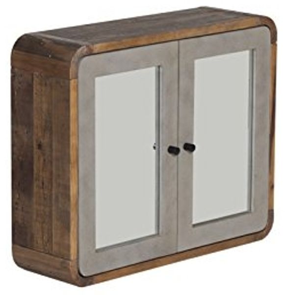 Spiegelschrank Bad massivum Dingle 67x55x20 cm Pinie natur grau Betonoptik Wandspiegelschrank Hängeschrank Badezimmermöbel MDF