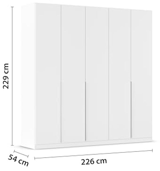 Rauch Möbel Alabama Schrank Kleiderschrank Drehtürenschrank Weiß 5-türig inklusive Zubehörpaket Premium 3 Kleiderstangen, 9 Einlegeböden, 1 Schubkasteneinsatz BxHxT 226 x 229 x 54 cm Bild 3