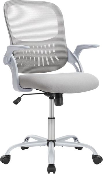Sweetcrispy Bürostuhl Ergonomisch, Schreibtischstuhl mit Lendenwirbelstütze, Höhenverstellbarkeit Stuhl, Bürostühle mit Armlehne, Office Chair Geeignet für Büro und Schlafzimmer, Grau