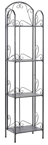 Beliani 'VALDIVIA' Badregal mit 4 Fächern, klappbar, Metall schwar, 40 x 27 x 166 cm