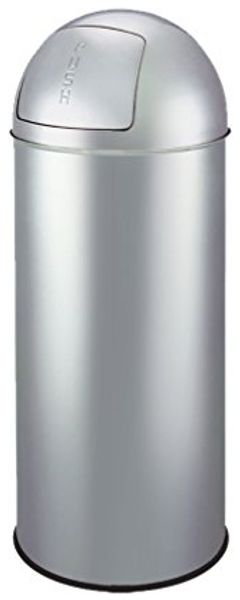 King Home p1592025 Abfalleimer aus Stahl mit Öffnung zum Schieben, 25 Lt, silber, Ø 25x60h