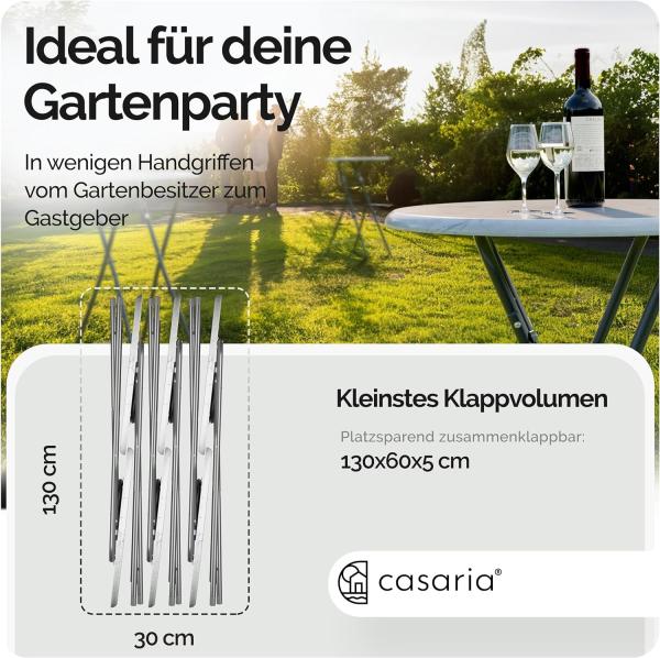 Casaria® Stehtisch 2er Set Klappbar Höhe 110cm Ø 60cm Marmor Optik Beistelltisch Klapptisch Bartisch Cocktail Esstisch Rund Hochtisch Gartentisch weiß Bild 5