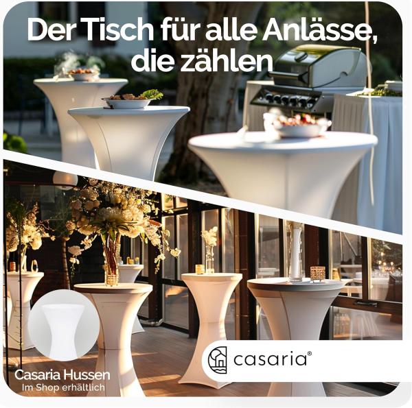 Casaria® Stehtisch 2er Set Klappbar Höhe 110cm Ø 60cm Marmor Optik Beistelltisch Klapptisch Bartisch Cocktail Esstisch Rund Hochtisch Gartentisch weiß Bild 8