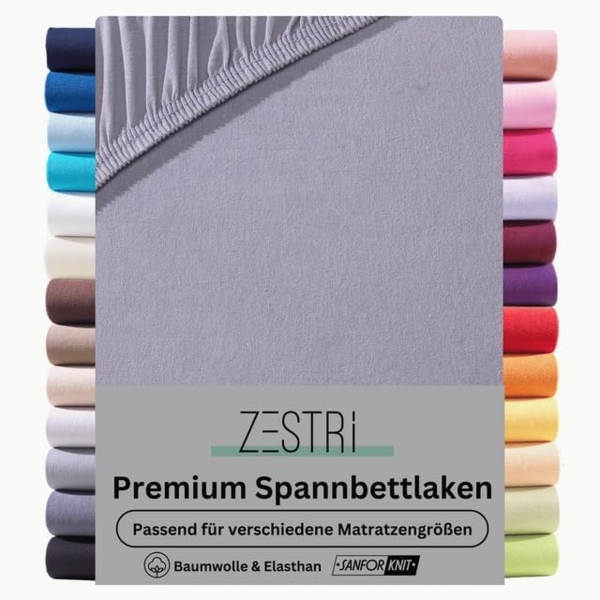 Zestri Spannbettlaken für Boxspringbetten & Wasserbetten 140x200 160x200 180x200 200x200, Gummizug: rundum, bis 40cm Steghöhe, Baumwolle mit Elasthan, Bettlaken Laken