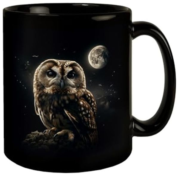 speecheese Tasse Eule im Mondschein Tasse schwarz in Schwarz