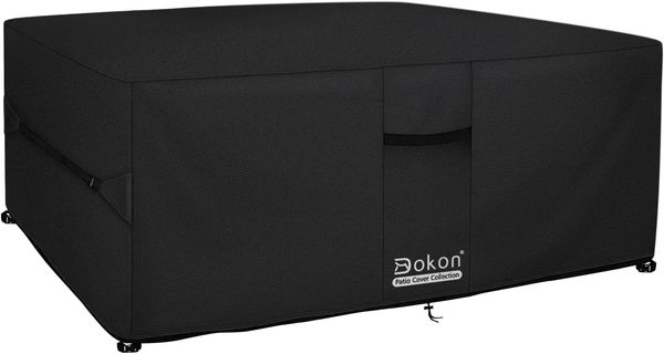 Dokon Gartenmöbel Abdeckung mit Belüftungsöffnungen, Wasserdicht, Winddicht, UV-Beständiges, Schwerlast 600D Oxford Gewebe Schutzhülle für Gartentisch Sitzgruppe, Rechteckig (250 x 250 x 90 cm) - Schwarz