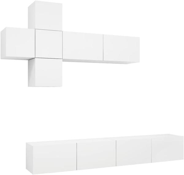 vidaXL 7-tlg. TV-Schrank-Set Weiß Spanplatte [3078709]