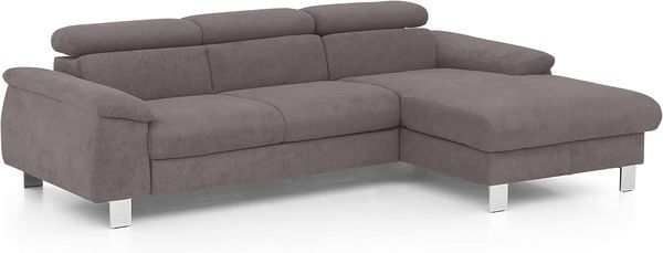 Mivano Ecksofa Micky mit Recamiere / Eckcouch mit Bettfunktion, Bettkasten und Kopfteilverstellung / 244 x 72 x 166 / Mikrofaser, Dunkelgrau