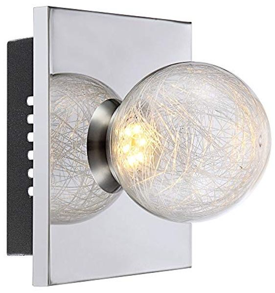 LED Wandlampe, Chrom, Glaskugel, Struktur, H 15 cm