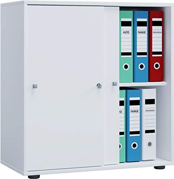 VCM Büroschrank Lona 919444 Weiß / Honig-Eiche B. 70 x H. 73 x T. 37 cm