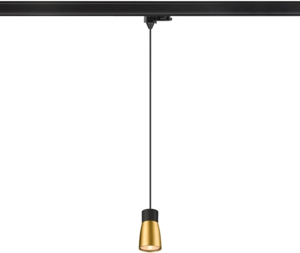 SLV PURI 2.0 Dome, 3~ Pendelleuchte, GU10, Pendellänge 200cm, 1x max. 6W, schwarz / gold - Leuchten mit 3 Phasen Adapter 230V