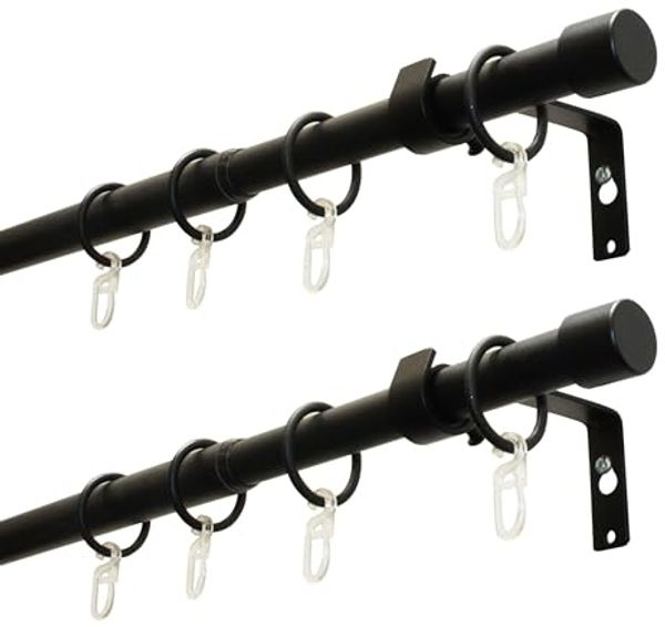 Gardinenstangen-Set Cap Schwarz-Matt Bundle