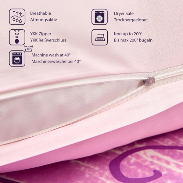 Disney Kinderbettwäsche Disney Home Princess Kinder Wendebettwäsche Set, 2 teilig, Mit Reißverschluss, 100% Baumwolle Bild 4