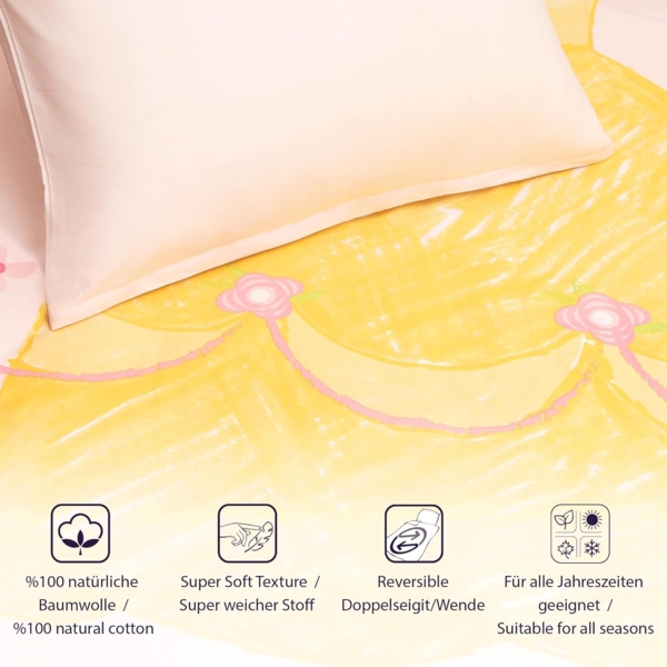 Disney Kinderbettwäsche Disney Home Princess Kinder Wendebettwäsche Set, 2 teilig, Mit Reißverschluss, 100% Baumwolle Bild 6