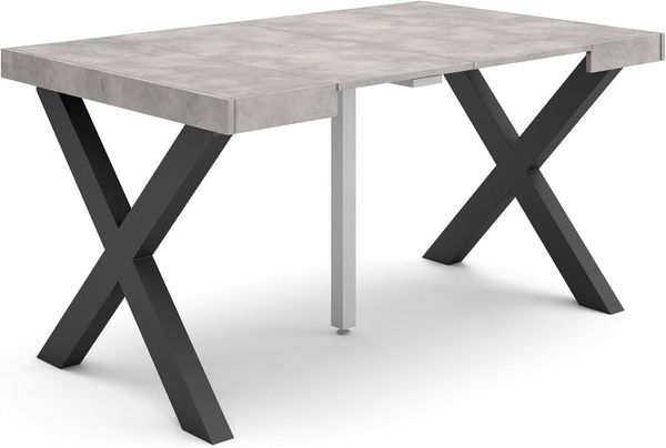Skraut Home | Ausziehbarertisch | Multifunktionaler ausziehbarer | 140 | Für 6 Gäste | Massivholz Beine | Moderner Stil | Zement
