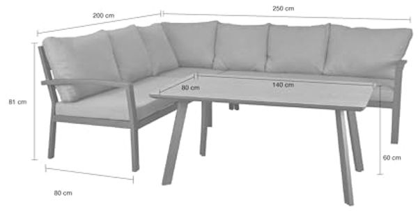 BONDINO Speiseloungeset, inkl. Sitzkissen in hellgrau best. aus 3-Sitzer, 2-Sitzer, Ecke+Tisch Bild 3