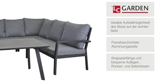 BONDINO Speiseloungeset, inkl. Sitzkissen in hellgrau best. aus 3-Sitzer, 2-Sitzer, Ecke+Tisch Bild 4