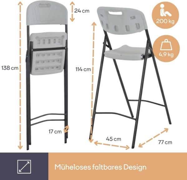 Perel BARHOCKER MIT RÜCKENLEHNE - ZUSAMMENKLAPPBAR Bild 2