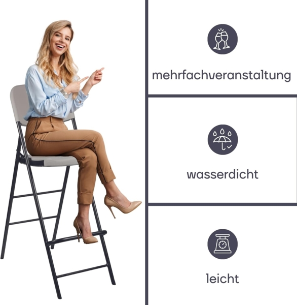 Perel BARHOCKER MIT RÜCKENLEHNE - ZUSAMMENKLAPPBAR Bild 5