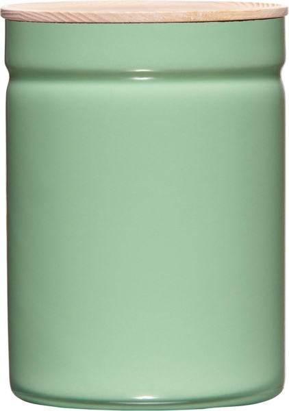 Riess Vorratsdose 2250ml Emaille mit Eschenholzdeckel slow green
