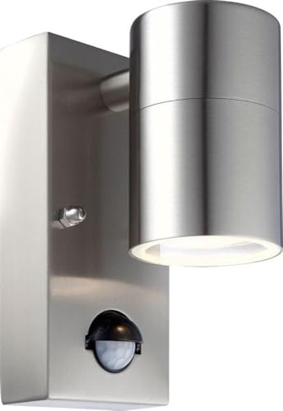 LED Wandleuchte, Außen, Edelstahl, Glas, Bewegungsmelder